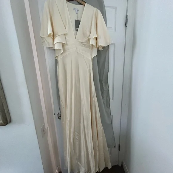 ASOS Wedding Dress - Off-White Satin, Retro Hollywood Glamour NWT Size 4 - Picture 3 of 14